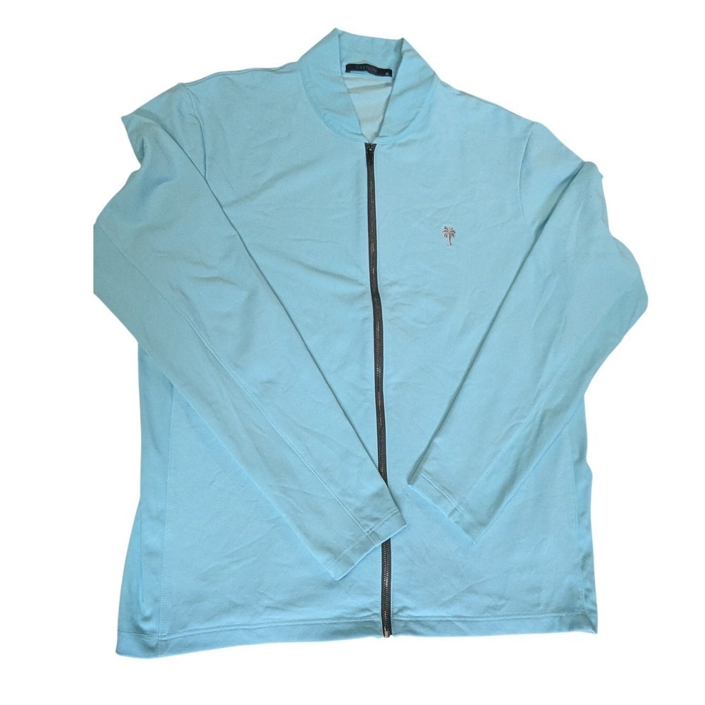 Greyson Clothiers Siasconset Full Zip Golf Jacket Blue Palm Tree Logo Mens Med